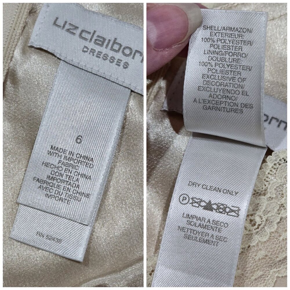 Liz Claiborne ✦ Cream Lace Chiffon Wrap Top ✦ Smocked Tie Back Vintage Style 6 - Picture 13 of 14